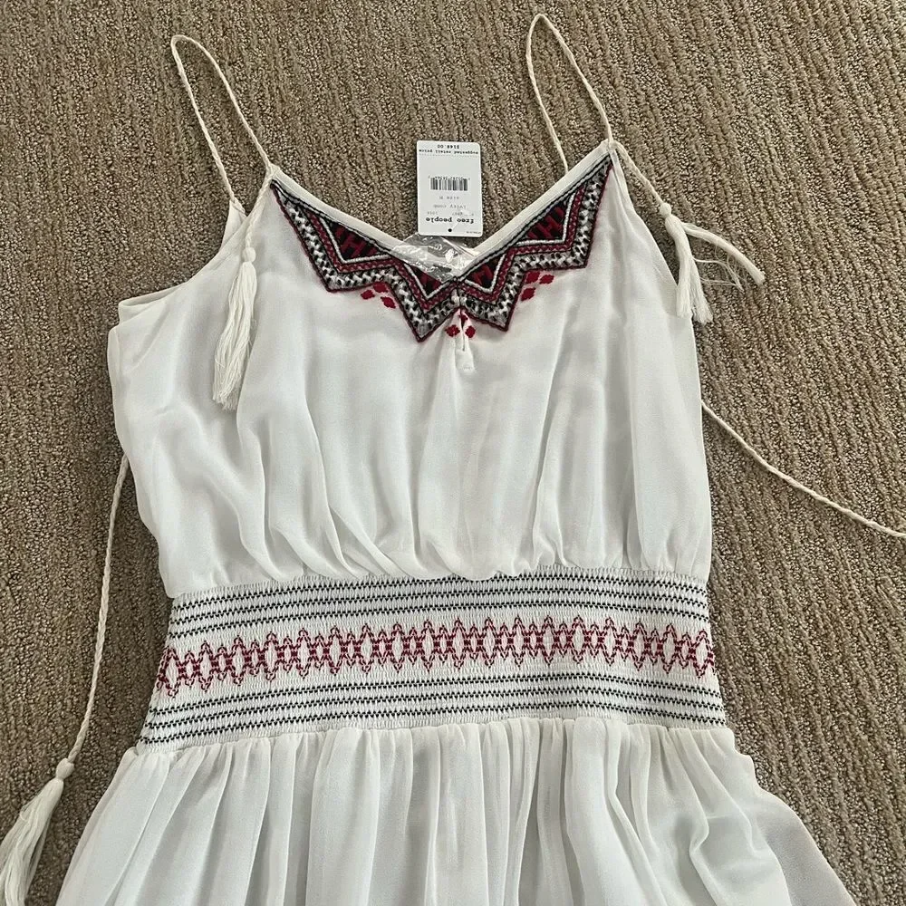 Free People White Fit and Flare Summery Sun Dress - Picture 4 of 7